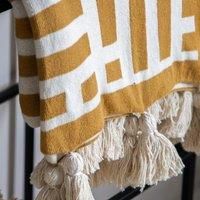 Crossland Grove Merlin Knitted Tassel Throw Ochre 1300X1700Mm