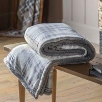 Crossland Grove Latina Tartan Sherpa Throw Grey 1520X1770Mm