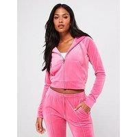 Juicy Couture Madison Diamante Logo Velour Hoodie - Pink