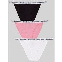 Juicy Couture 3 Pack Cotton Brief With Branded Elastic - Multi Black