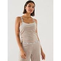 Juicy Couture Elina Rib Velour Lounge Vest Top - Beige