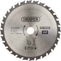 Draper 31550 TCT Multi-Purpose Circular Saw Blade, 255 x 30mm, 28T