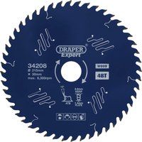 Draper 34208 TCT Circular Saw Blade for Wood with PTFE Coating, 210 x 30mm, 48T