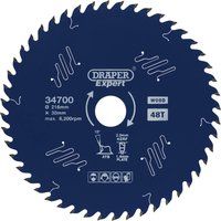 Draper 34700 TCT Circular Saw Blade for Wood with PTFE Coating, 216 x 30mm, 48T