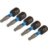 Draper Expert TX-STAR Impact Screwdriver Bits, T10 x 25mm, 1/4" Hex (Pack of 5)