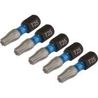 Draper 05494 TX-Star Impact Screwdriver Bits, T25 x 25mm (Pack of 5),Blue and Black