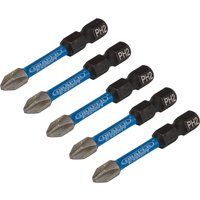 Draper Expert Cross Slot/PH Type Impact Screwdriver Bits, No.2 x 50mm, 1/4" Hex (Pack of 5)