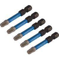 Draper Expert PZ-Type Impact Screwdriver Bits, No.3 x 50mm, 1/4" Hex (Pack of 5)