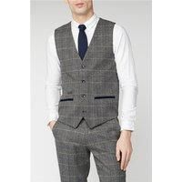 Marc Darcy Scott Grey Tweed Check Waistcoat by Suit Direct