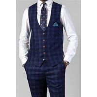 Marc Darcy Slim Fit Chigwell Blue Tweed Waistcoat by Suit Direct