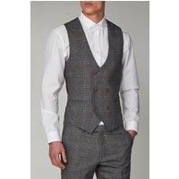 Marc Darcy Slim Fit Jenson Grey Check Double Breasted Waistcoat