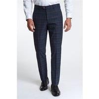 Marc Darcy Tailored Fit Jenson Navy Blue Check Men's Suit Trousers by Suit Direct