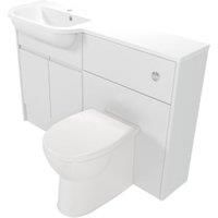 Deccado Clifton Bright White Left Hand 1200mm Slimline Fitted Vanity & Toilet Pan Unit Combination with Left Hand Basin