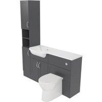 Deccado Padworth Charcoal Grey Left Hand 1500mm Fitted Tower, Vanity & Toilet Pan Unit Combination with Left Hand Basin