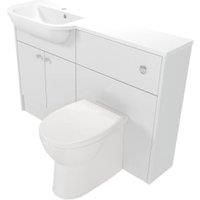 Deccado Benham Bright White Left Hand 1200mm Slimline Fitted Vanity & Toilet Pan Unit Combination with Left Hand Basin