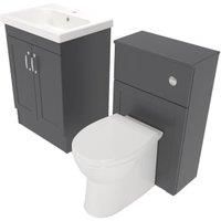 Deccado Padworth Charcoal Grey 600mm Freestanding Vanity & 500mm Toilet Pan Unit with Basin Modular Combination