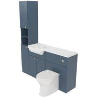 Deccado Benham Juniper Blue Left Hand 1500mm Fitted Tower, Vanity & Toilet Pan Unit Combination with Left Hand Basin