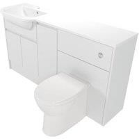 Deccado Clifton Bright White Left Hand 1500mm Fitted Vanity & Toilet Pan Unit Combination with Left Hand Basin