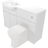 Deccado Clifton Bright White Left Hand 1200mm Fitted Vanity & Toilet Pan Unit Combination with Left Hand Basin