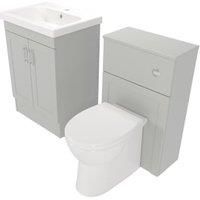 Deccado Padworth Whisper Grey 600mm Freestanding Vanity & 500mm Toilet Pan Unit with Basin Modular Combination