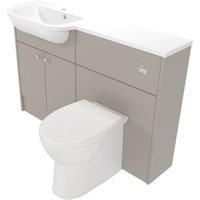 Deccado Benham Soft Suede Left Hand 1200mm Slimline Fitted Vanity & Toilet Pan Unit Combination with Left Hand Basin