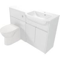 Deccado Clifton Bright White Right Hand 1200mm Fitted Vanity & Toilet Pan Unit Combination with Right Hand Basin