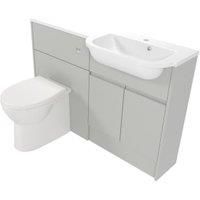 Deccado Clifton Whisper Grey Right Hand 1200mm Slimline Fitted Vanity & Toilet Pan Unit Combination with Right Hand Basin