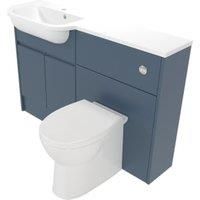 Deccado Clifton Juniper Blue Left Hand 1200mm Slimline Fitted Vanity & Toilet Pan Unit Combination with Left Hand Basin