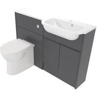 Deccado Clifton Charcoal Grey Right Hand 1200mm Slimline Fitted Vanity & Toilet Pan Unit Combination with Right Hand Basin