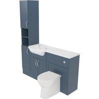 Deccado Padworth Juniper Blue Left Hand 1500mm Fitted Tower, Vanity & Toilet Pan Unit Combination with Left Hand Basin