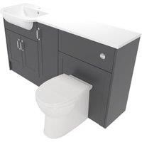 Deccado Padworth Charcoal Grey Left Hand 1500mm Fitted Vanity & Toilet Pan Unit Combination with Left Hand Basin