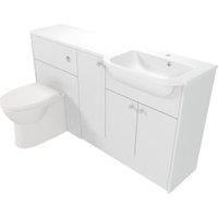 Deccado Benham Bright White Right Hand 1500mm Fitted Vanity & Toilet Pan Unit Combination with Right Hand Basin