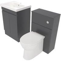 Deccado Clifton Charcoal Grey 600mm Freestanding Vanity & 500mm Toilet Pan Unit with Basin Modular Combination