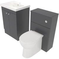 Deccado Benham Charcoal Grey 600mm Freestanding Vanity & 500mm Toilet Pan Unit with Basin Modular Combination