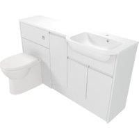 Deccado Clifton Bright White Right Hand 1500mm Fitted Vanity & Toilet Pan Unit Combination with Right Hand Basin