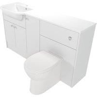 Deccado Benham Bright White Left Hand 1500mm Fitted Vanity & Toilet Pan Unit Combination with Left Hand Basin