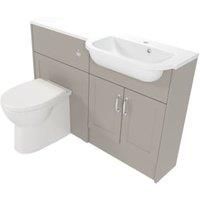 Deccado Padworth Soft Suede Right Hand 1200mm Slimline Fitted Vanity & Toilet Pan Unit Combination with Right Hand Basin