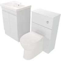 Deccado Clifton Bright White 600mm Freestanding Vanity & 500mm Toilet Pan Unit with Basin Modular Combination