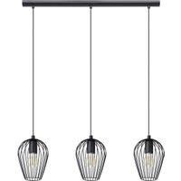 Eglo Newtown Vintage 3-Light Pendant with Caged Shades - Black