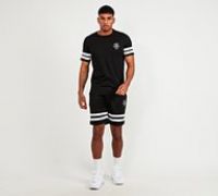 Brave Soul Stripe T-Shirt and Short Suit - Black - Size M