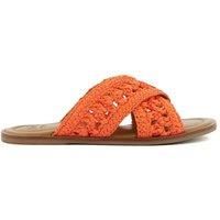 Dune Ladies Women/'s LEVEL Crochet Flat Sandals Size UK 4 Orange Flat Heel Casual Sandals