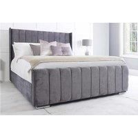 Grey Savoy Wingback Bed With Headboard And Mattress Option - 6 Sizes