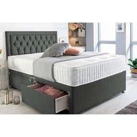 Suede Divan Bed With Memory Foam Mattress - Storage Options