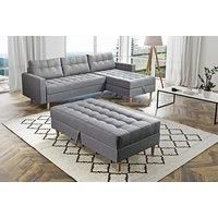 Oslo Corner Sofa Bed W/ Ottoman - Black, Blue Or Grey