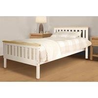 Wooden Bed Frame With Optional Mattress - 3 Sizes & 3 Colours! - White