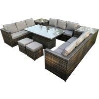 11 Seater Rattan U Shape Set With Adjustable Table