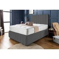 Velvet Panel Chesterfield Divan Bed & Mattress - Optional Drawers - Silver