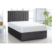 Plush Velvet Ottoman Divan Bed Set & Memory Sprung Mattress - Grey