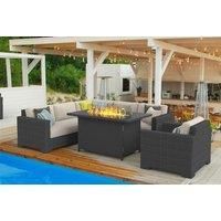 Propane Gas Fire Pit Table With Tempered Glass Wind Guard