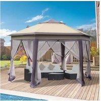 Outsunny Hexagon Patio Gazebo - Beige